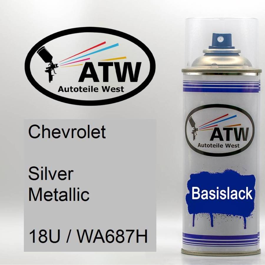 Chevrolet, Silver Metallic, 18U / WA687H: 400ml Sprühdose, von ATW Autoteile West.